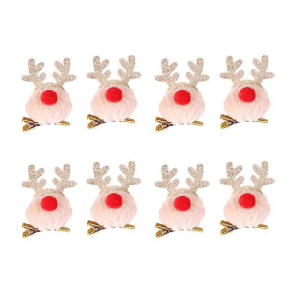 8 Pcs Christmas Hair Clips Reindeer Antlers Plush Hair Clips