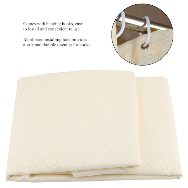 Tyk Dusjforhæng Vandtæt Badeværelsesforhæng + Ophængningskroge (Beige 200*200cm)