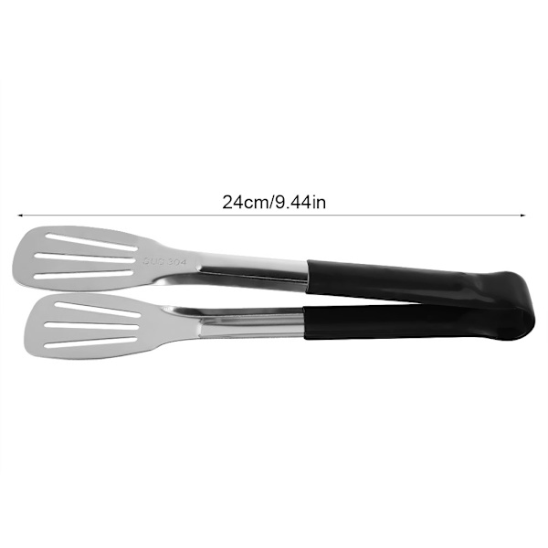 Rustfritt Stål Kjøkken Tang BBQ Tang Utility Tang Klips 9 tommer klips tre linjer (Svart)