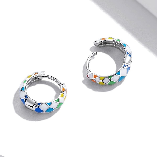 925 Sterling Silver barnörhängen för flickor små creoler små flickor mode allergivänliga smycken födelsedagspresenter regnbåge färgglada