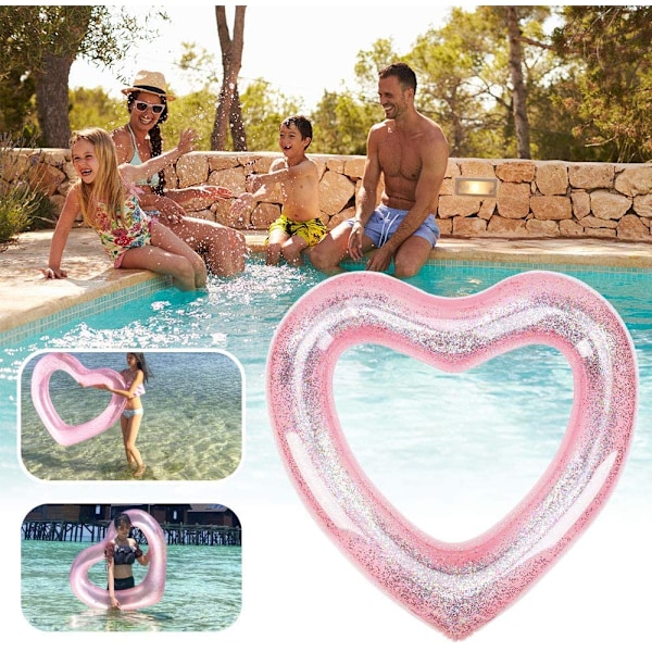 Uppblåsbara Badringar, Hjärtformade Pool Float Loungers, Vattenkul Lekgrejer för Barn och Vuxna