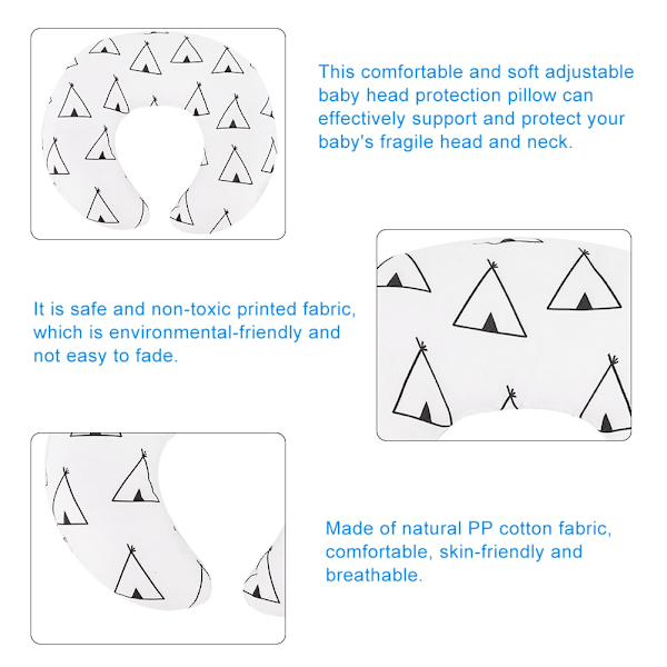 Hodepute for barnesikkerhetssete, nakkepute for baby, multifunksjonell pute (triangelmønster)