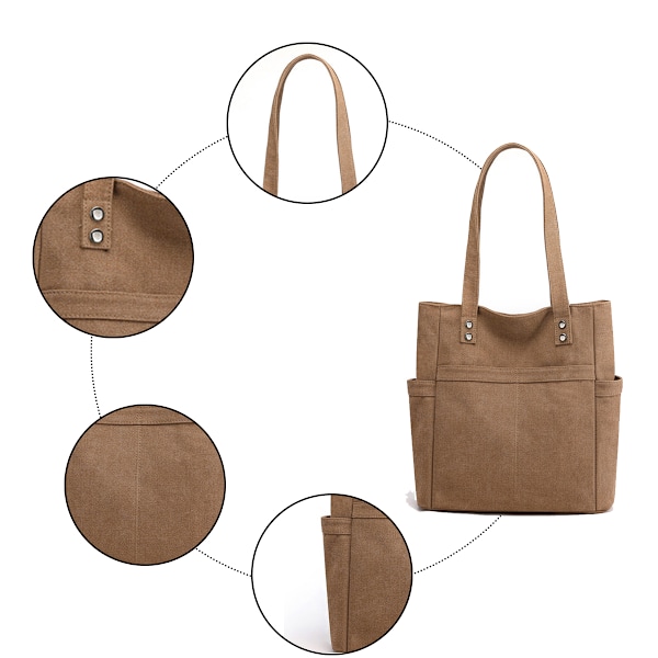 Kvinners Laptop Tote Bag Canvas Håndveske Skulderveske Klut Ensfarget Kvinneveske med Canvas Kvinneveske
