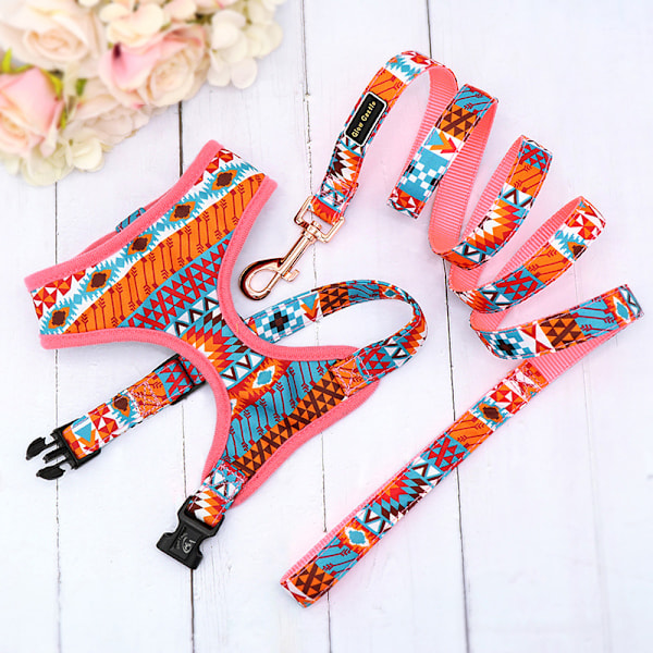 Pet Patterns Blød & Behagelig Vellavet Dyb Blomster No Pull Mesh Hvalpe Hund Sele Vest, Justerbare Sele til Hunde & Katte