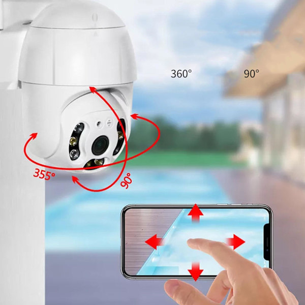 WiFi Hemkamera 360° Vidvinkel HD Klar Bild Trådlös Intelligent Detektering Alarm Notifier Vattentät Kamera