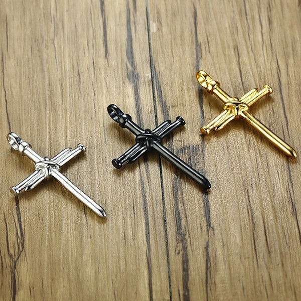 Titanium Stål Cast Steel Nail Kors Mænds Vedhæng Punk Personlighed Mænds Halskæde