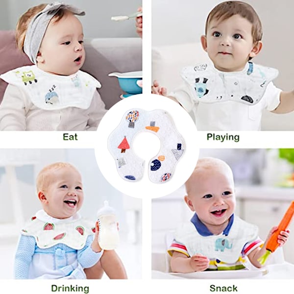 8-pak 360° roterende økologiske bomulds-babyslynger, nyfødte muslin-slynger til tandfrembrud og savlen, unisex babyslynger til småbørn