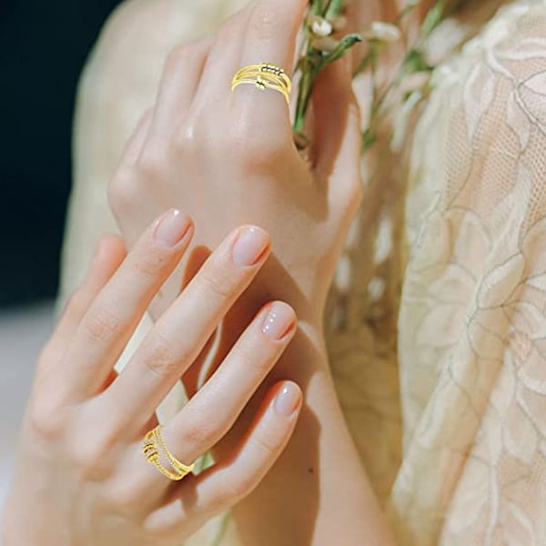 Anti-ångest Ringar för Kvinnor Män Unisex Justerbara Stackbara Snurrande Oro Ring
