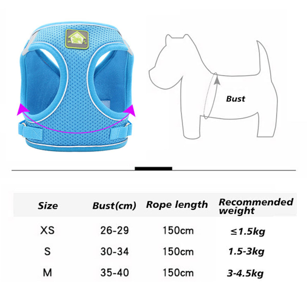 2-pack hundsele, steg-i, andningsbar valp katt hundväst selar väst-stil hund dragrep reflekterande och andningsbar hundrep för små medelstora