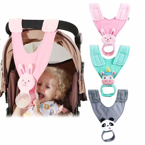 Justerbar Babyflaskeholder for Håndfri Flaskemating Hengende Barnevogn Seng Fiksering Drikkemating Brakett Stropp Magisk Klistremerke