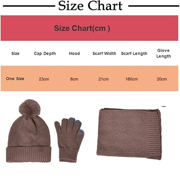 Solid Hatt, Skjerf og Hanske Tredelt Sett - Hanske- og Skjerfsett for Menn, Skjerf-Hanske-Sett for Kvinner