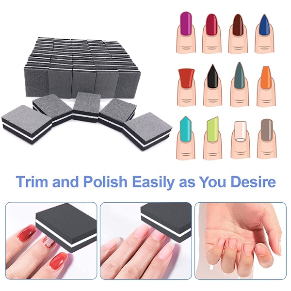 Nagelbuffert Sandpapperblock Poleringsfil 100/180 Korn Nagelfiler Konst Pedikyr Manikyr Fil 2-sidig