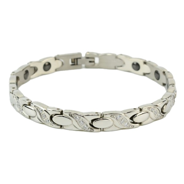 Elegant Titan- och Rostfritt Stål Magnetiskt Armband för Kvinnor 8,5\" Justerbart med Gratis Länk