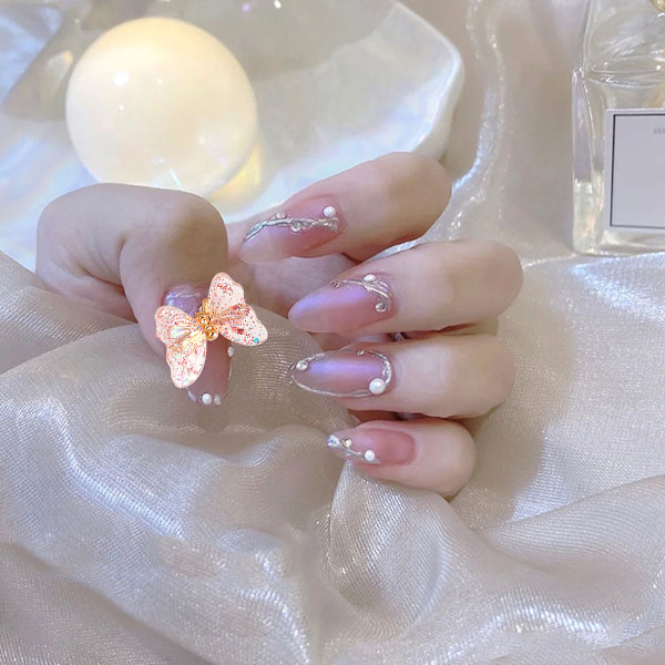 6 st Aurora Magic Resin Nagelfil med fjäril med fjäder som dansar nageltillbehör