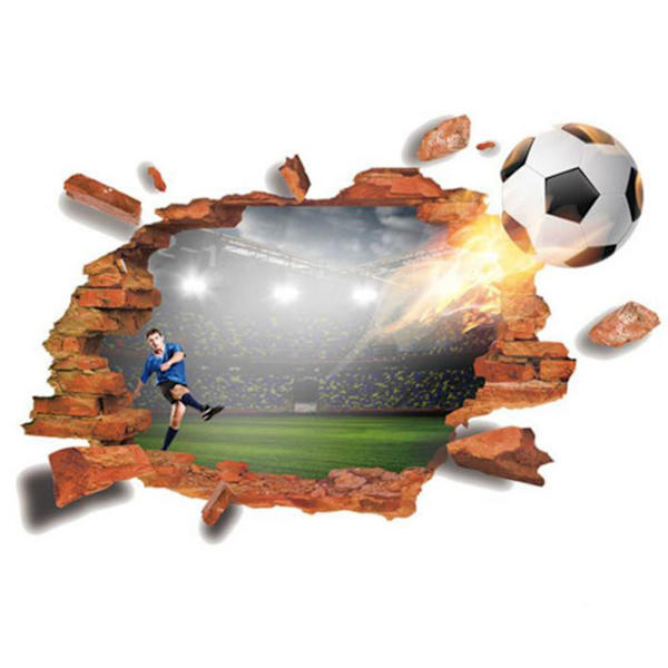 3D fotboll väggdekal för barnrum vardagsrum sovrum
