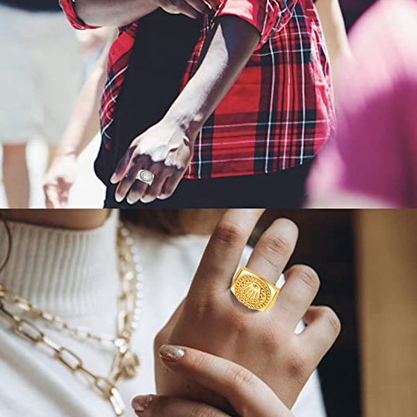 Herrringar Hip Hop Silver Guld Kungakrona Brutet Hjärta Finger Ring