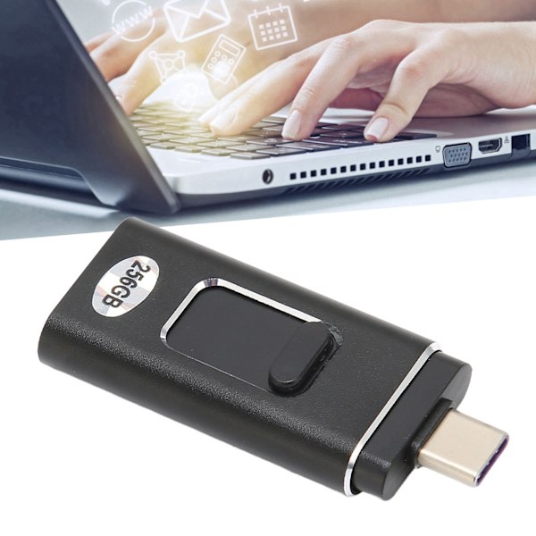 USB C Minnestick USB C till USB A 2.0 256G Plug and Play Hög Hastighet USB C Flash Drive för Telefon Surfplatta Dator