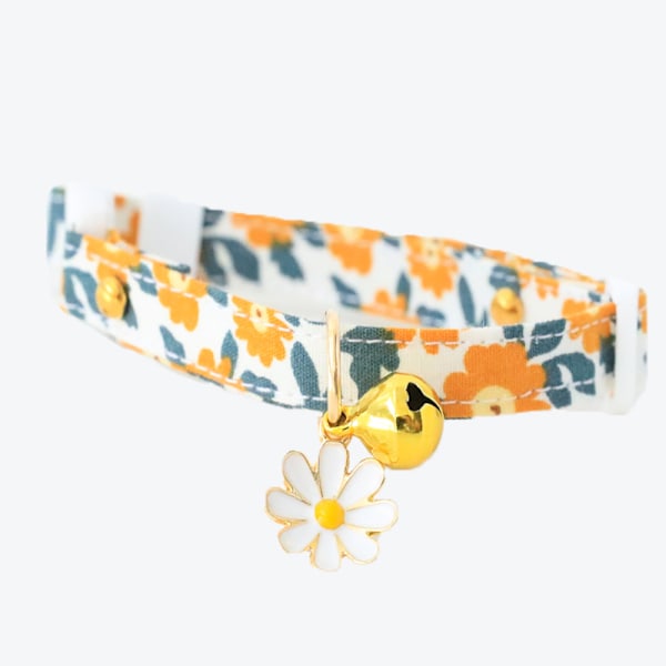 Gul hunddesign blå Daisy hundhalsband
