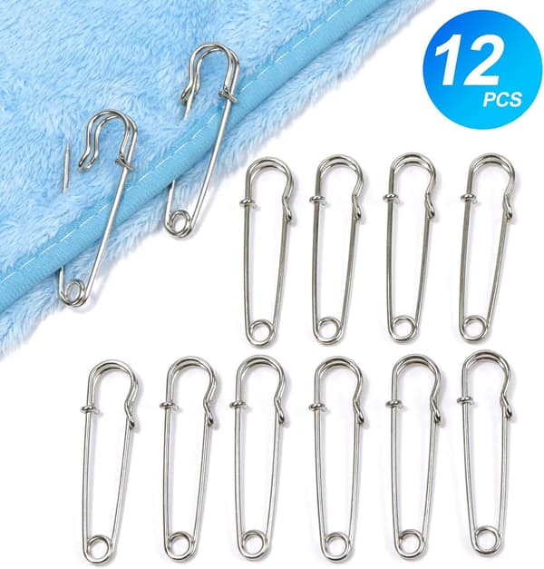 Large Safety Pins, 12 Pcs Large Safety Pins, 63 mm Extra Large