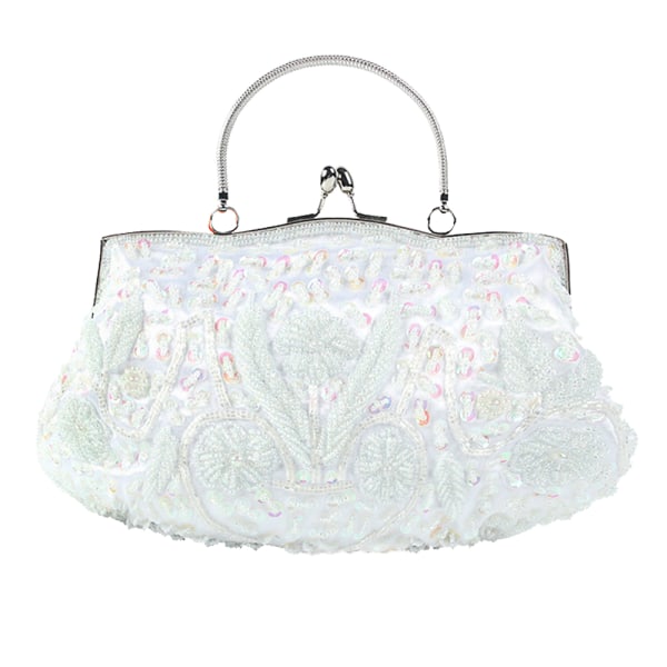 Perlebesat sequinedesign blomster aften taske, clutch taske