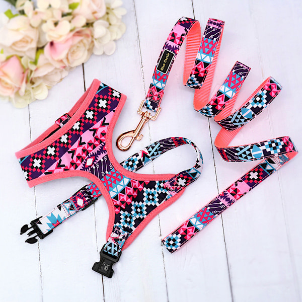 Mjuk och bekväm Pet Patterns Profound Floral No Pull Mesh Valphundsele, Justerbara selar för hundar och katter