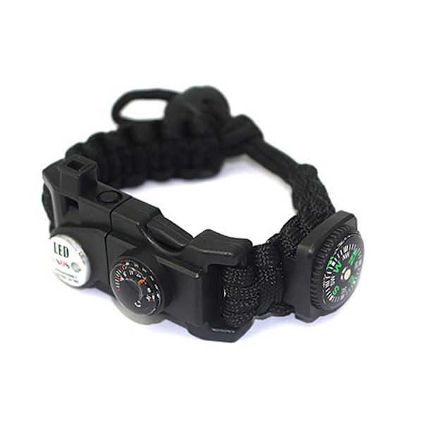 Justerbart armband, 7-kärnig 5-i-1 nöd-sportarmbandsutrustningssats Vattentät, Kompass, Multiverktyg Vildmarksäventyr Paraplyrep Armband
