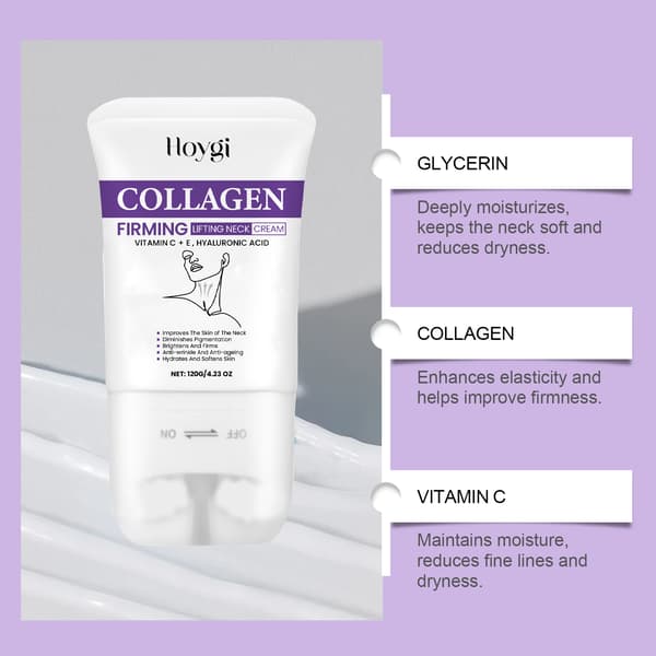 Halskräm med roller: Återfuktar, återfuktar, stramar upp, ger näring, slätar ut halshuden och lyfter.