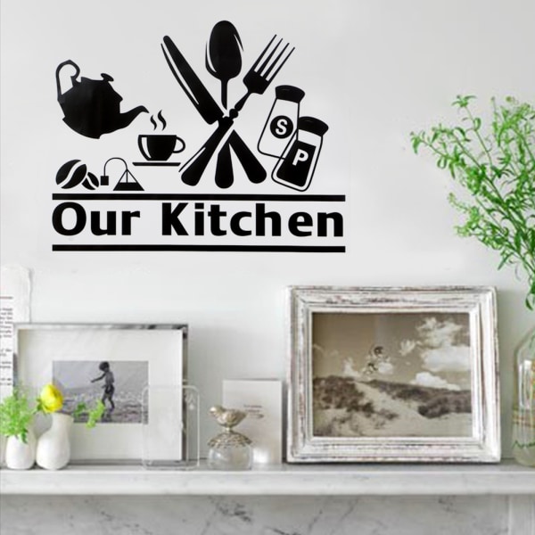 Vårt kök Bokstäver väggkonst klistermärke bestick mönster väggdekal