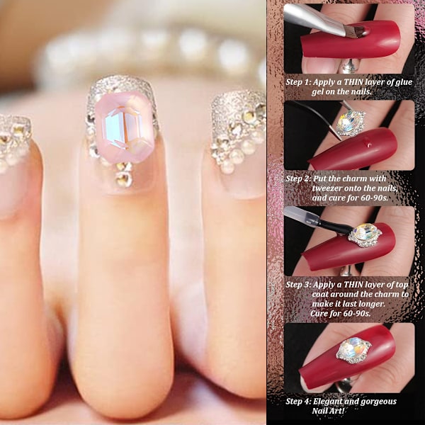 10 stk Aurora Mocha Spids Bund Bor Pink Kærlighed Hjerte K9 Glas Bor Negle Dekoration