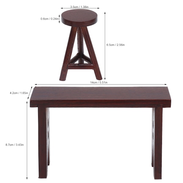 1:12 Dukkehustable Miniature Bar Counter Stol Møbler Dukkehust Dekoration Tilbehør