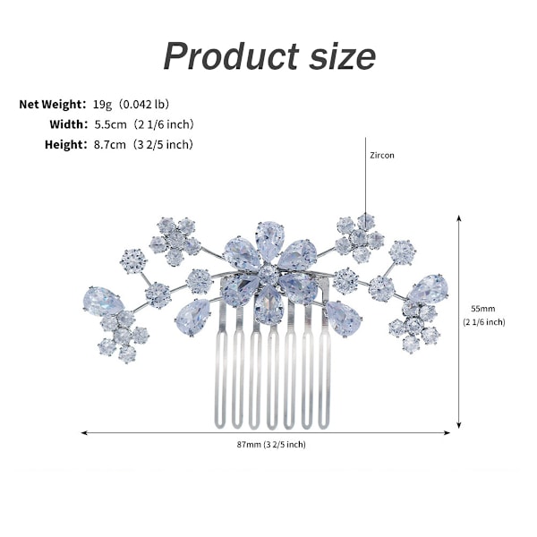 Bröllopshårkam med Falska Pärlor, Kristaller, Brudhåraccessoarer, Sida Hårkam, Klämmor, U-formad Blomma, Rhinestone Hårklämmor