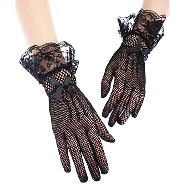 1 par Dam Lace Handskar Eleganta Korta Handskar Artighets Sommarhandskar för Bröllop Middagsfester