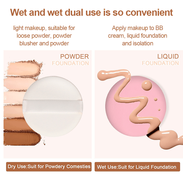 12 stk. Puff med Luftpude Pudderpude, Makeup Puff til Flydende Foundation og Concealer