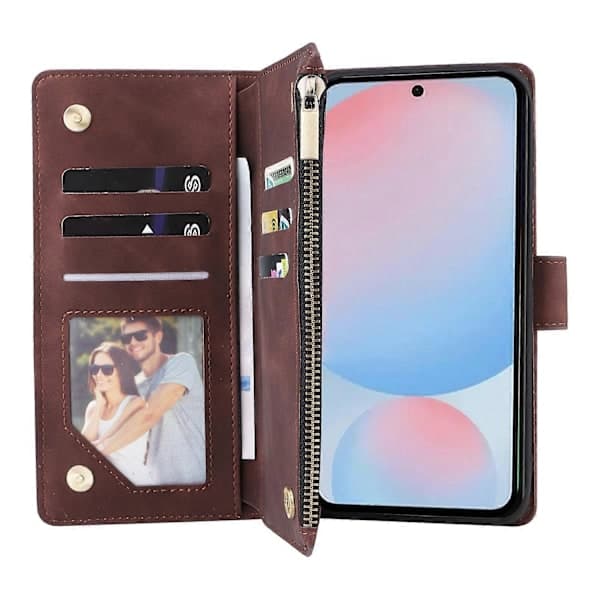 Case for Samsung Galaxy A56 5G with Zipper, Wallet, Multiple Card Slots, Leather Case Coffee