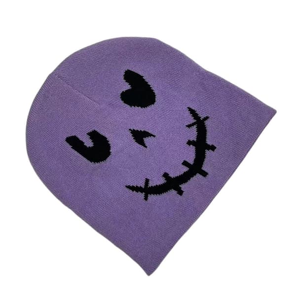 Elastisk vindtät vintermössa stickad emoji-mönstrad mössa för kvinnor män Håll öronen varma mössa Mjuk kallvädersutrustning Rosa Pink