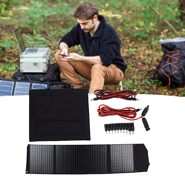 Hopfällbar Solpanel Vattentät Bärbar 4 Folds Hopfällbar Solpanel Batteriladdare för Camping Utomhus 100W 18V