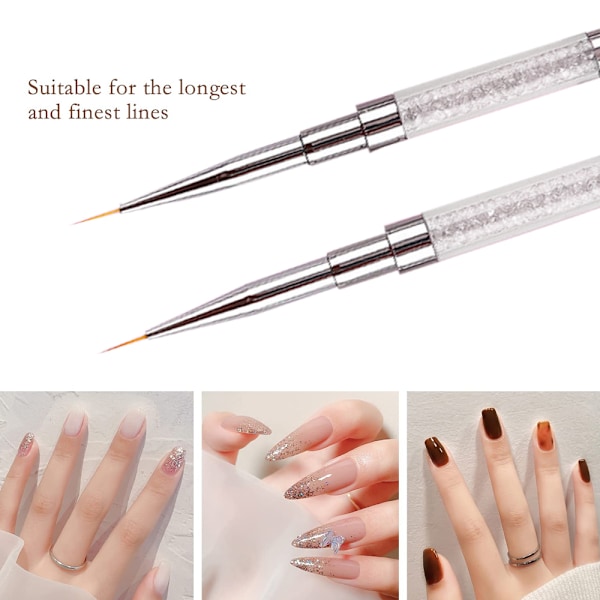 5-pack Dubbelsidiga Nagelkonstborstar, Rund Oval Liner Borste 3D Nagelkonstverktyg för Salong Hemma DIY