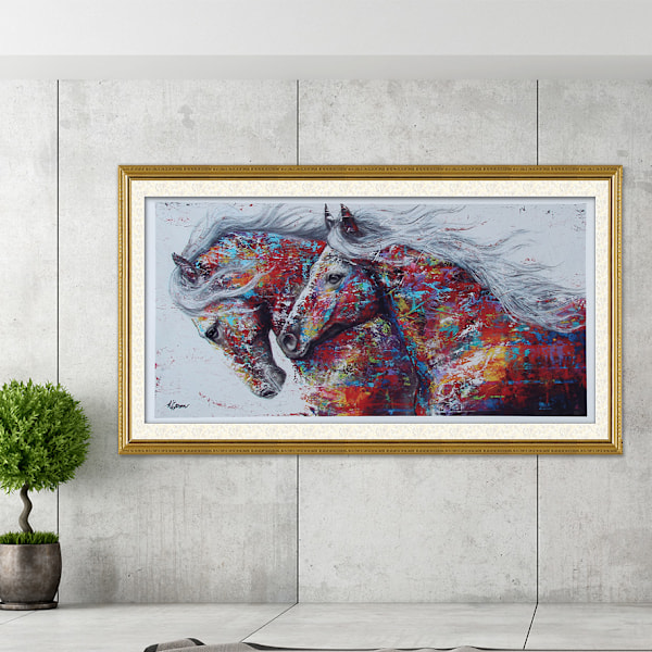 Moderni kankaalle painettu taulu seinätaidetta kotiin ja toimistoon (40*80cm Värikäs Hevonen)
