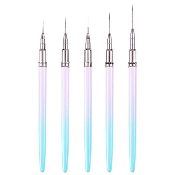 5-pack nagelkonstborstar, nagelkonstborstar för gellack, nagelritpennor med metallhandtag