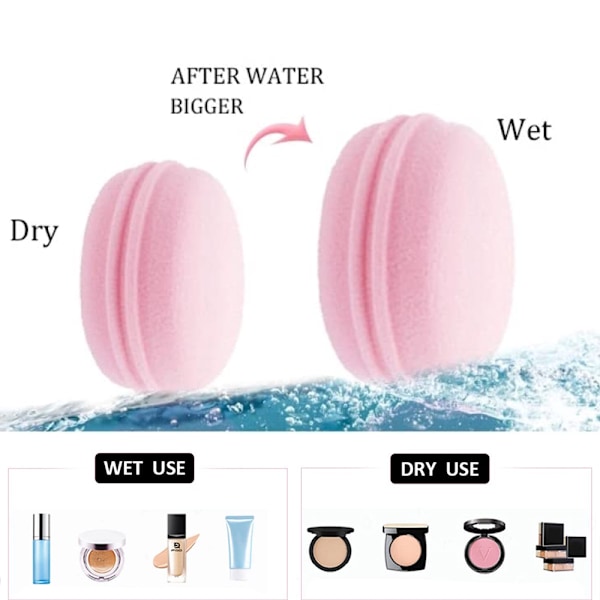 Makeup-svampe Macaron Beauty Puff, Macaron Formet Puff Sæt, Sød Farve