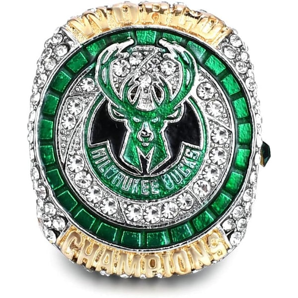 2021 Bucks Mästerskapsring Replika Basketbollmästarring med Mästerskapsringask för 'Milwaukee Antetokounmpo Fans Present