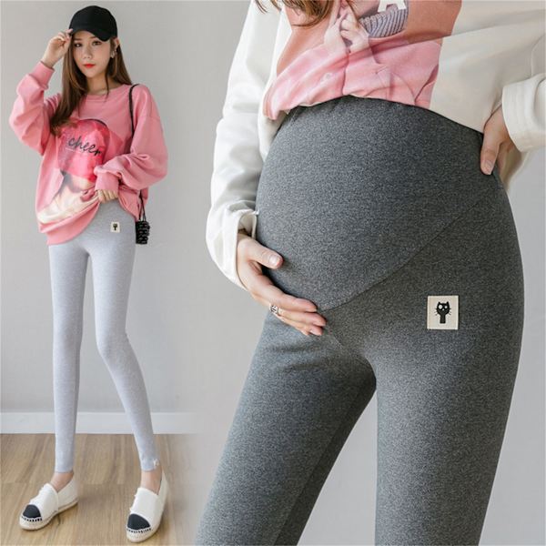 Leggings Yttertøy Pluss Størrelse Tynn Seksjon Mage Støtte Elastisk Blyantbukser Høy Midje Bukser for Gravide Mørk Grå XXL