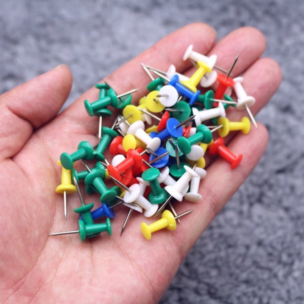 250 stk. Push Pins til Korktavle, Farverige Tommelfinger-Knapper til Væghængning, Push Pins til Kontor, Skole & Personlig Brug, Standard Størrelse Push Pin Knapper