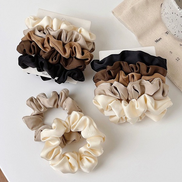 Svart satengscrunchie, satengscrunchie for jenter | Søt satengscrunchie