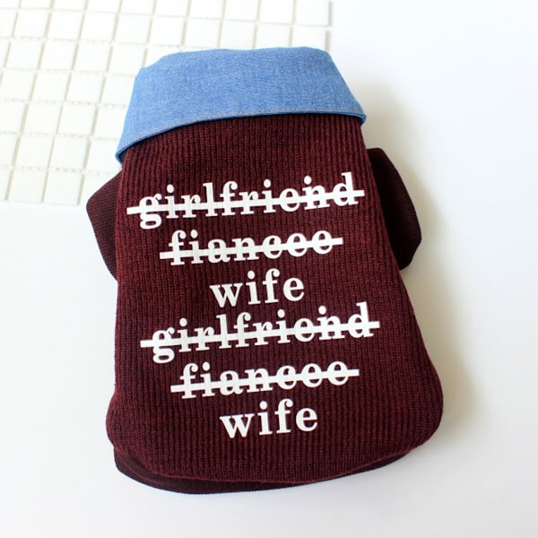 Husdjur Patchwork Stickad Hundtröja Varma Kattkläder för Kalla Dagar (Vinröd)