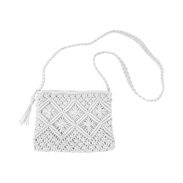 Handvävd Crossbody Handväska för Kvinnor Sommar Strand Axelväska Bomullsvirkad Handgjord Plånbok Väska Tassel