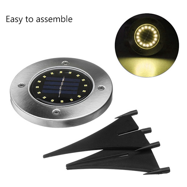 Solar spotlights för utomhusträdgård, 4-pack, 16 LED solar spotlights för utomhusbelysning IP65 vattentät trådlös rostfritt stål spotlights för