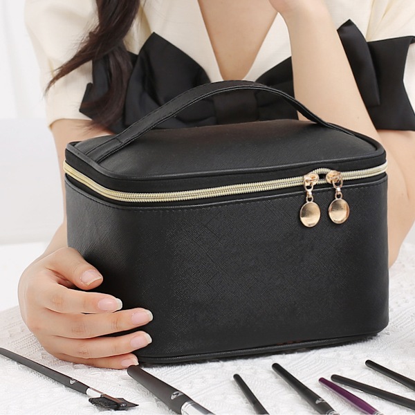 Bærbar Makeuptaske Rejsetaske Lille Kosmetik Kvinders Makeuptaske Lynlås Taske