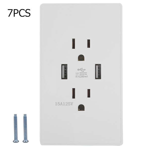 PC-spegelpanel US-vägguttag USB-vägguttag Laddare 125V 15A (DC5V4200mA) (#4)