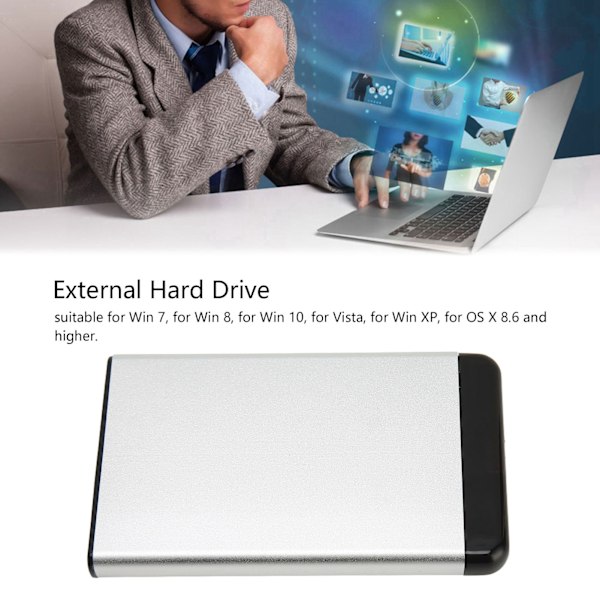 Extern Hårddisk 2,5 Tum USB3.0 5Gbps Överföring Plug and Play Ultratunn Mobil Hårddisk för Dator TV Telefon Silver 80GB